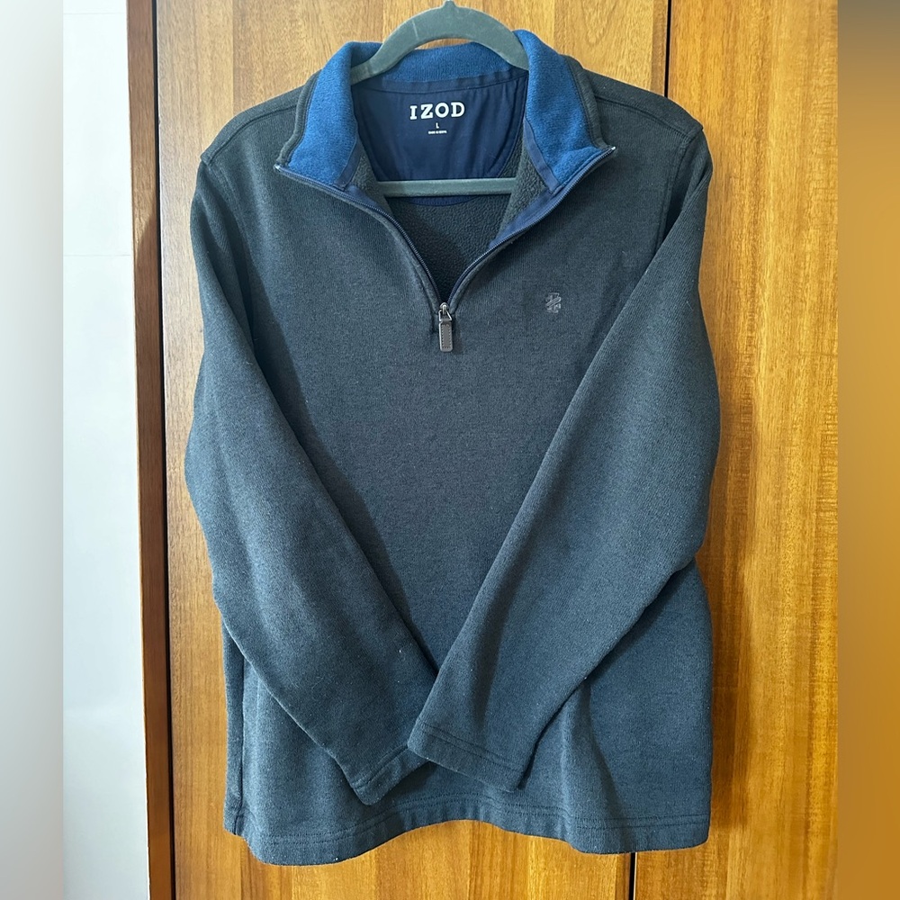 Men’s Izod Large fleece dark grey/navy quarter zip